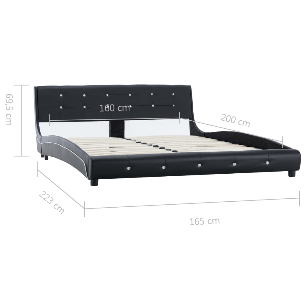 vidaXL Säng med memoryskummadrass svart konstläder 160x200 cm