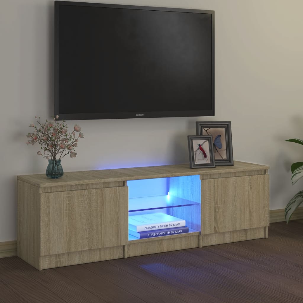 vidaXL TV-bänk med LED-belysning sonoma-ek 120x30x35,5 cm
