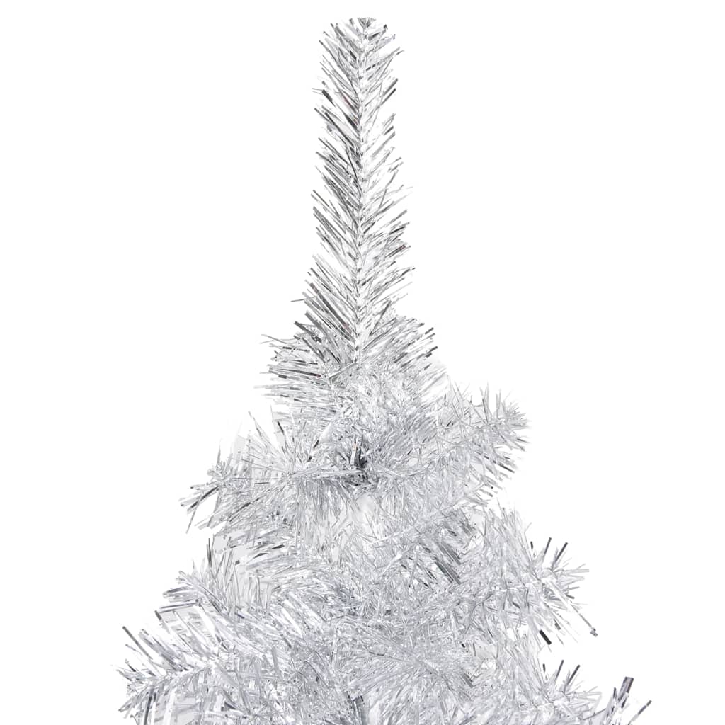 vidaXL Plastgran med LED och julgranskulor silver 240 cm PET
