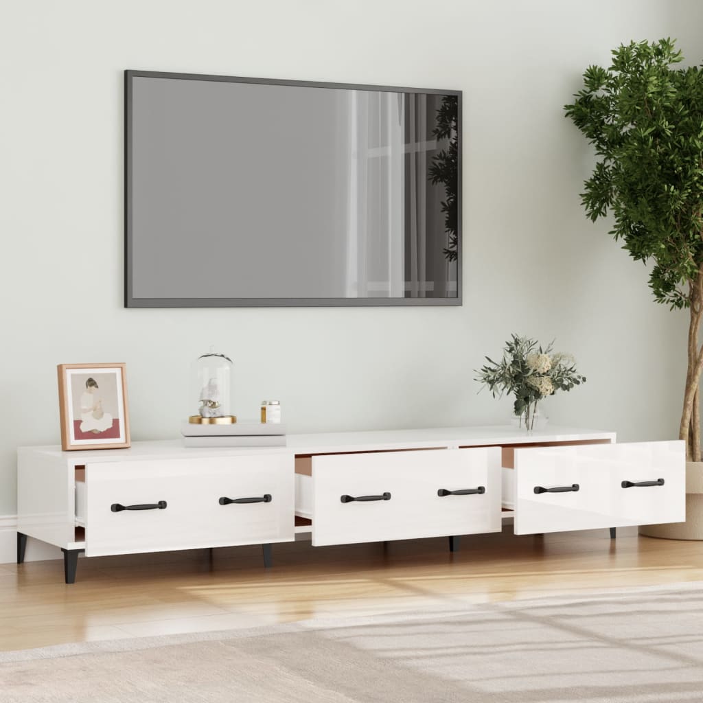vidaXL TV-skåp vit högglans 150x34,5x30 cm konstruerat trä