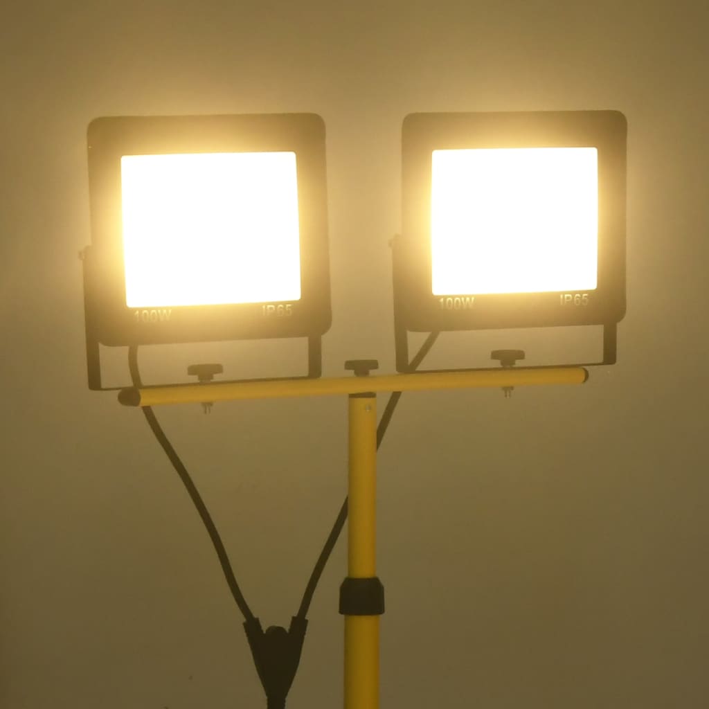 vidaXL Strålkastare med stativ 2x100 W LED varmvit