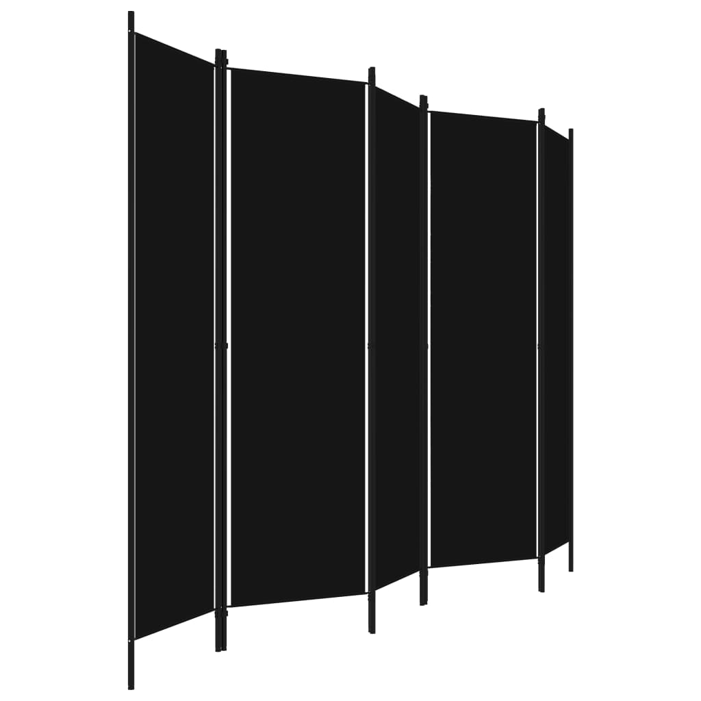 vidaXL Rumsavdelare 5 paneler svart 250x180 cm