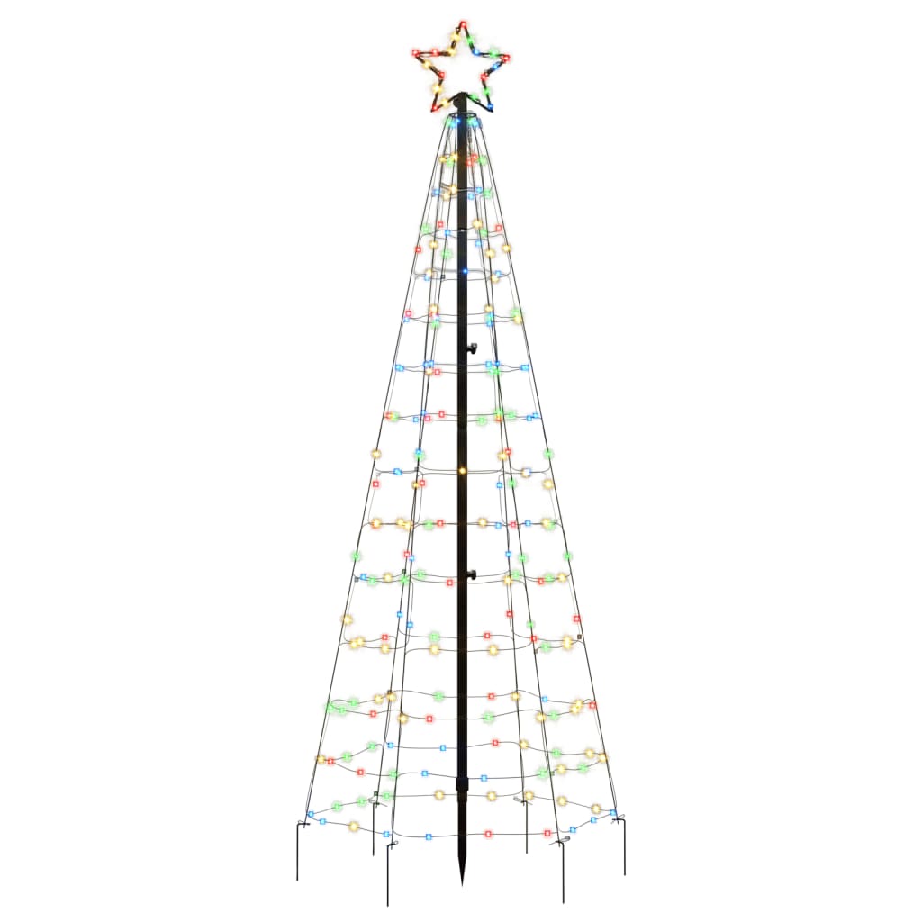 vidaXL Julgransbelysning med markspett 220 LEDs färgglad 180 cm