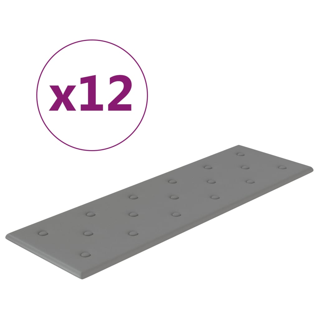 vidaXL Väggpaneler 12 st grå 90x30 cm konstläder 3,24 m²
