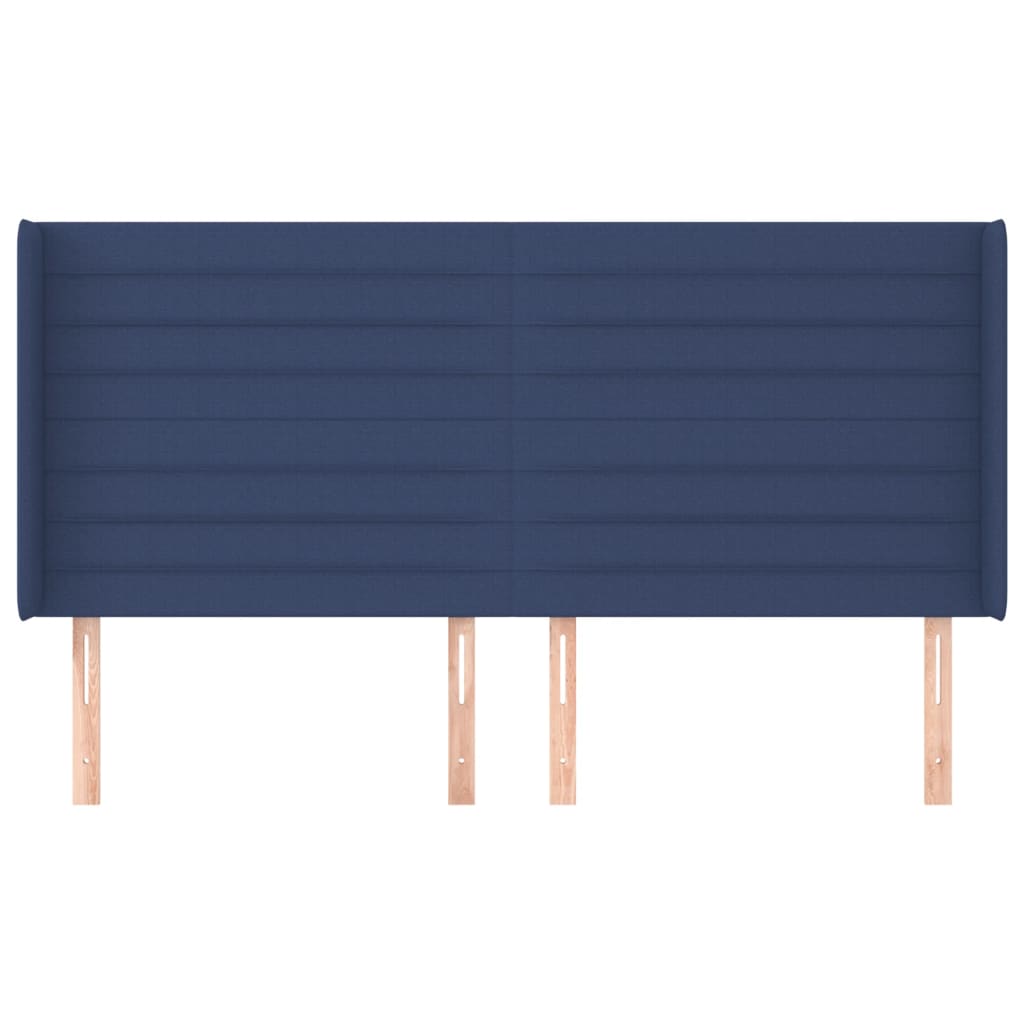vidaXL Sänggavel med kanter blå 183x16x118/128 cm tyg