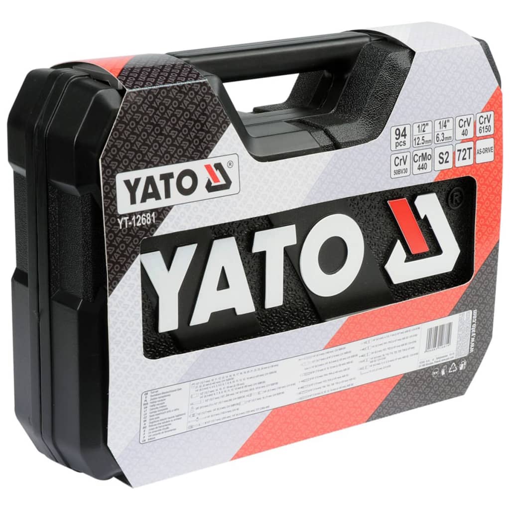 YATO Hylssats 94 delar metall svart YT-12681