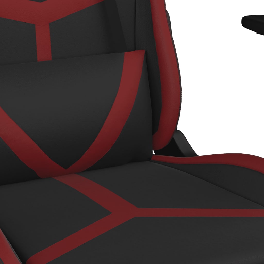 vidaXL Gamingstol med massage svart och vinröd konstläder