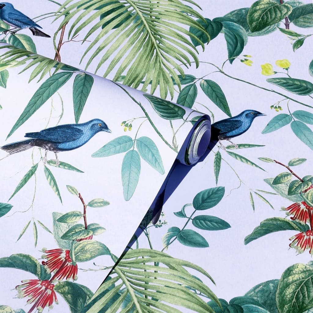 DUTCH WALLCOVERINGS Tapet Exotic Garden blå och grön