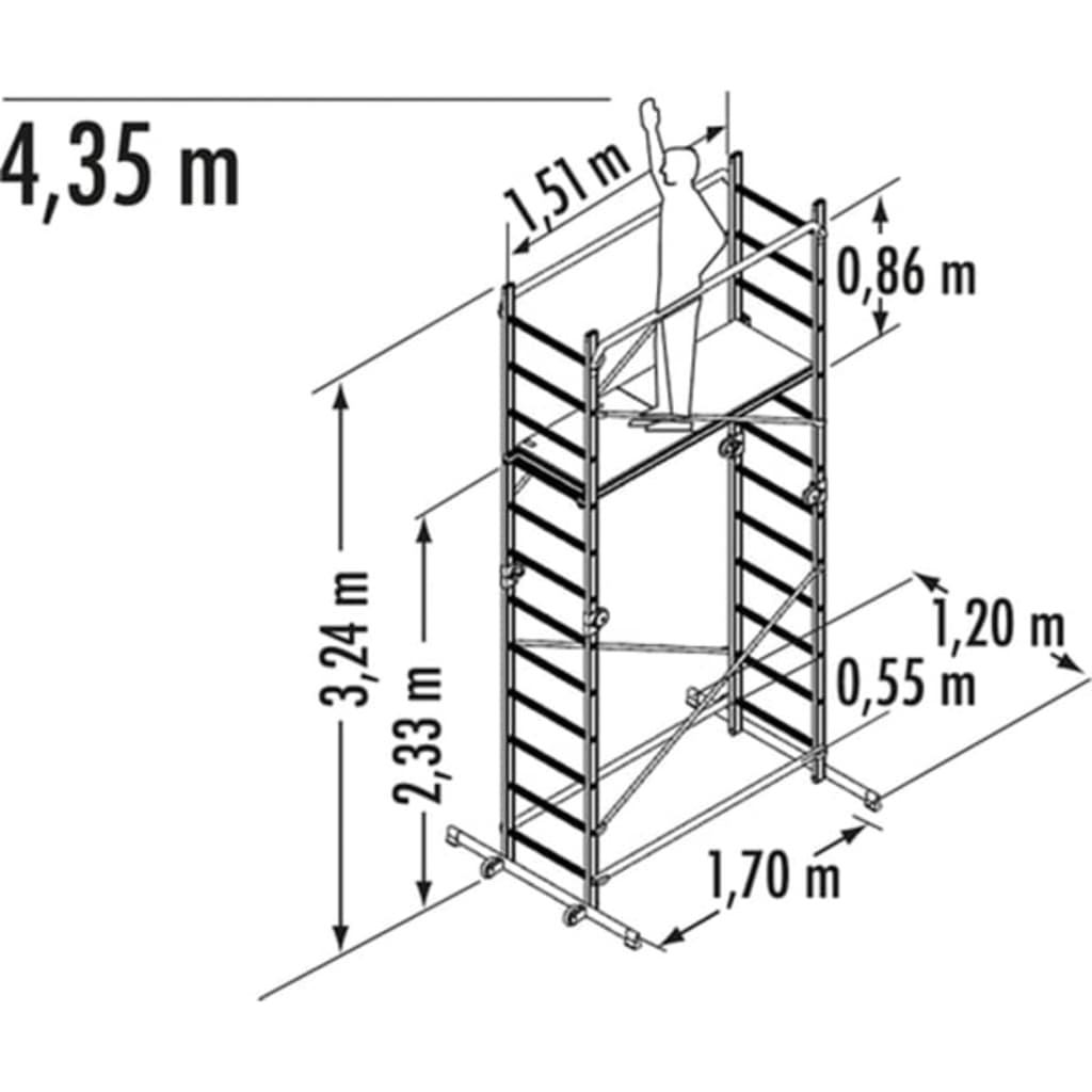 Hailo Byggnadsställning/stege 1-2-3 500 Combi 324cm aluminium 9459-501