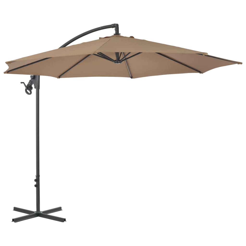 vidaXL Frihängande parasoll med stålstång 300 cm taupe