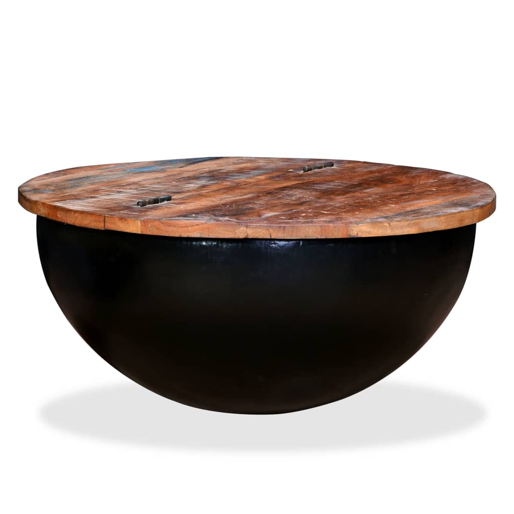 vidaXL Soffbord i återvunnet trä skålformad svart