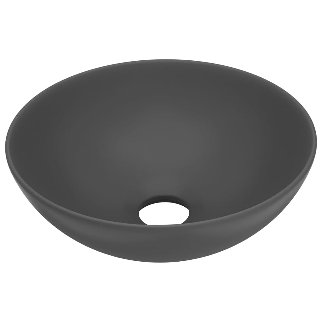 vidaXL Handfat keramik mörkgrå rund