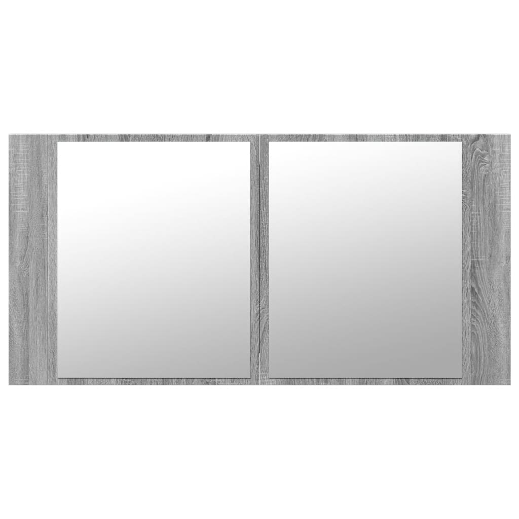 vidaXL Spegelskåp med LED grå sonoma 90x12x45 cm akryl