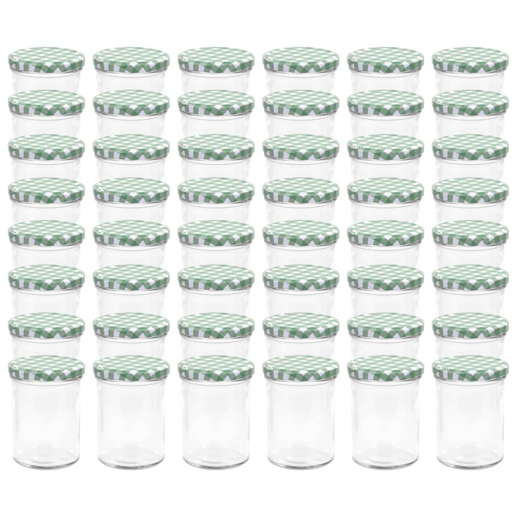 vidaXL Syltburkar i glas med vita och gröna lock 48 st 400 ml