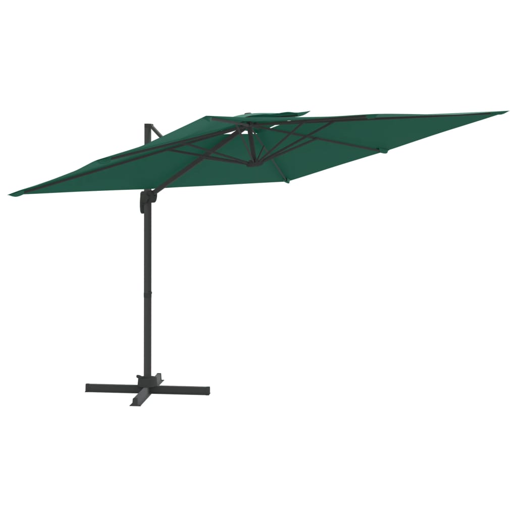 vidaXL Frihängande parasoll med ventilation grön 300x300 cm