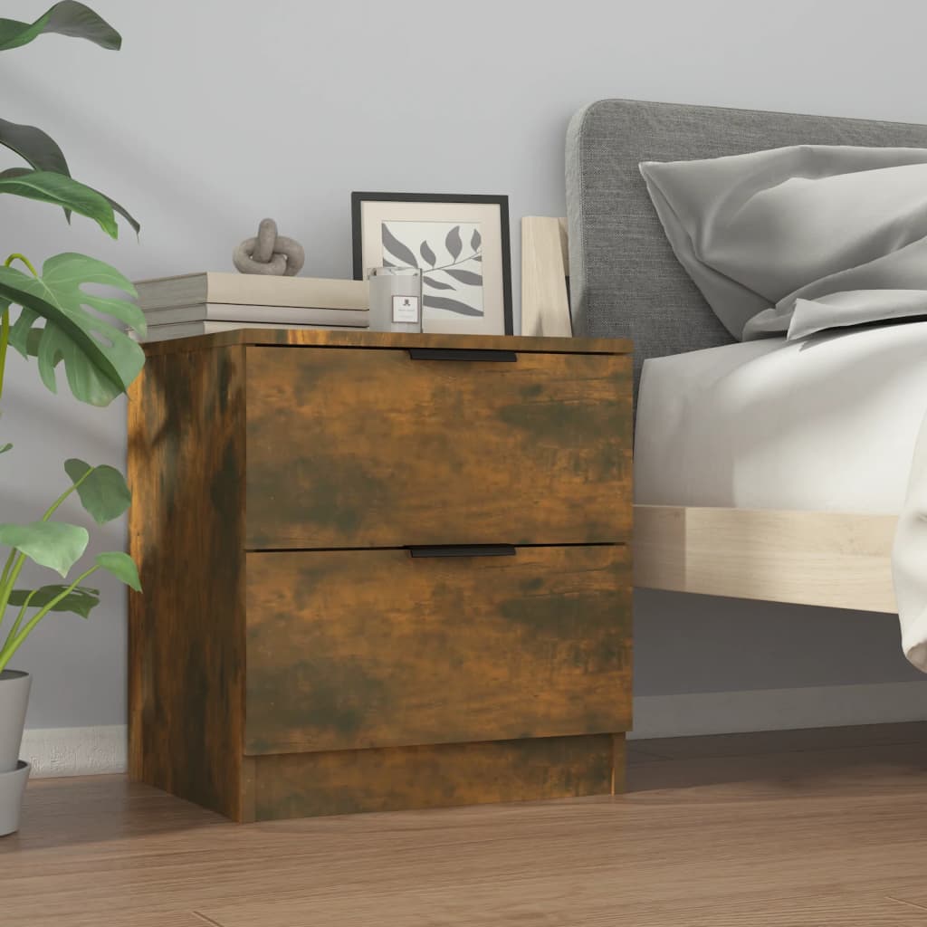 vidaXL Sängbord rökfärgad ek konstruerat trä