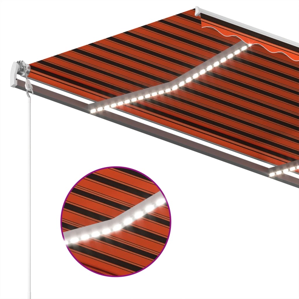 vidaXL Automatisk markis med vindsensor & LED 400x300 cm orange/brun