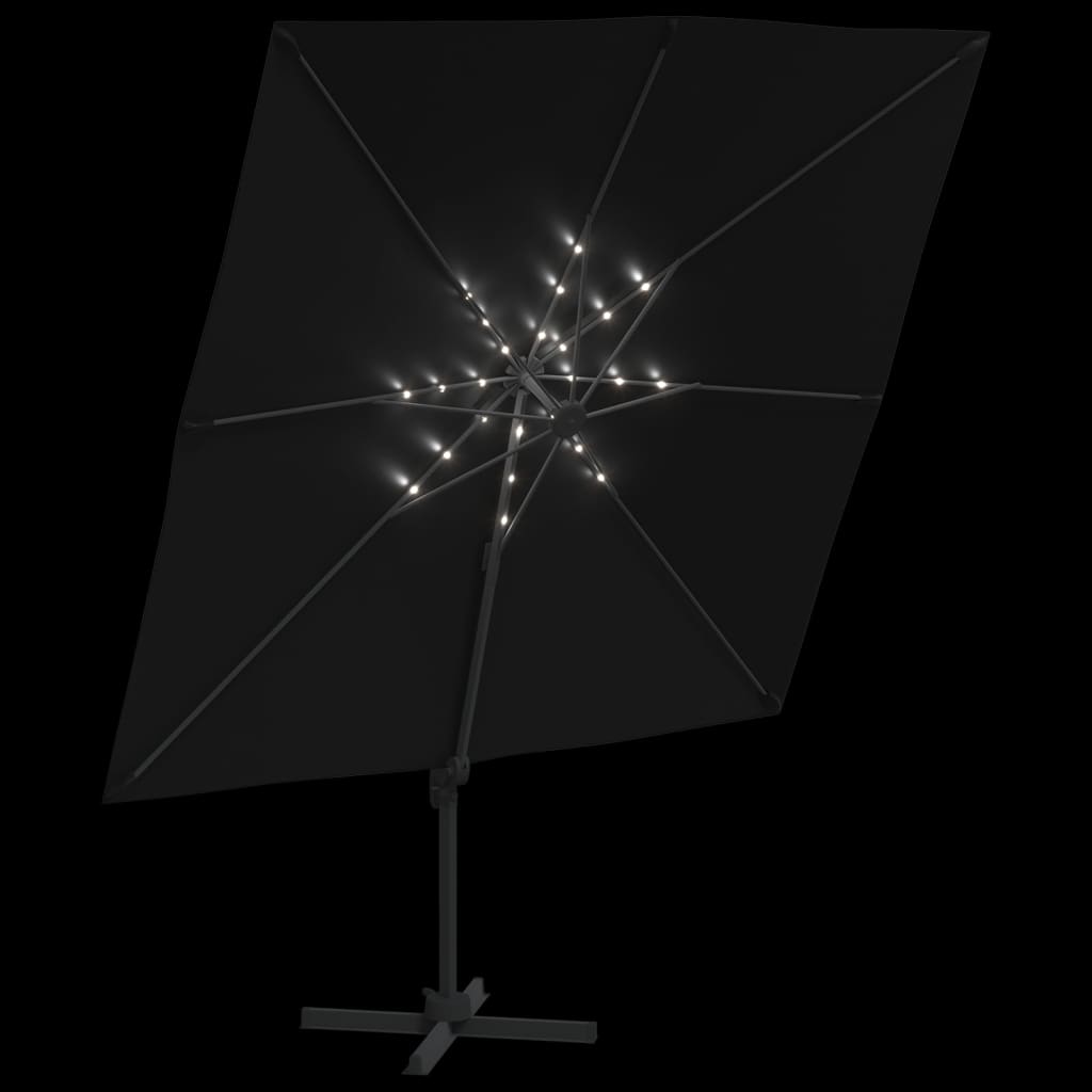 vidaXL Frihängande parasoll LED svart 400x300 cm