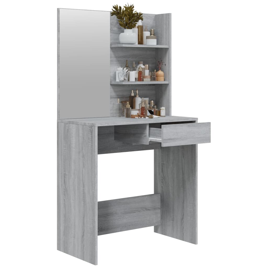 vidaXL Sminkbord med spegel grå sonoma 74,5x40x141 cm
