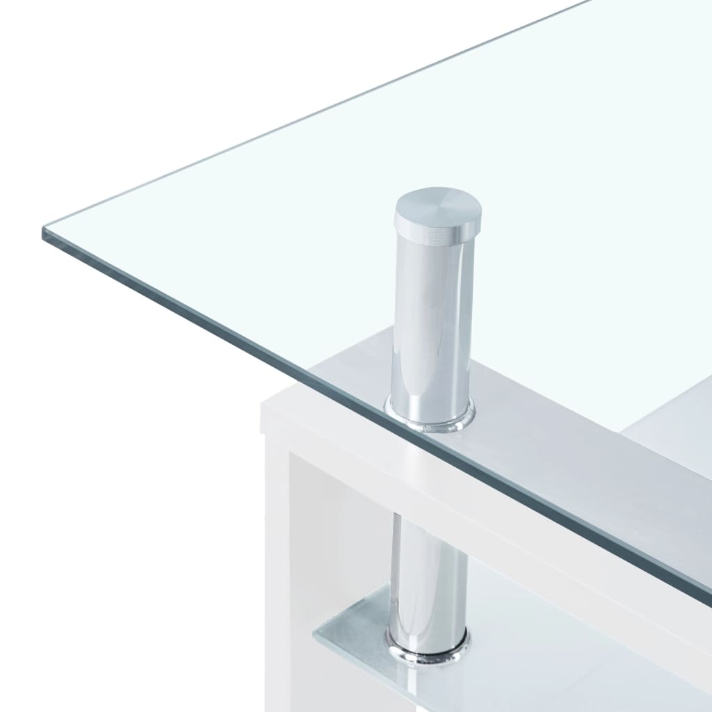 vidaXL Soffbord vit och transparent 95x55x40 cm härdat glas