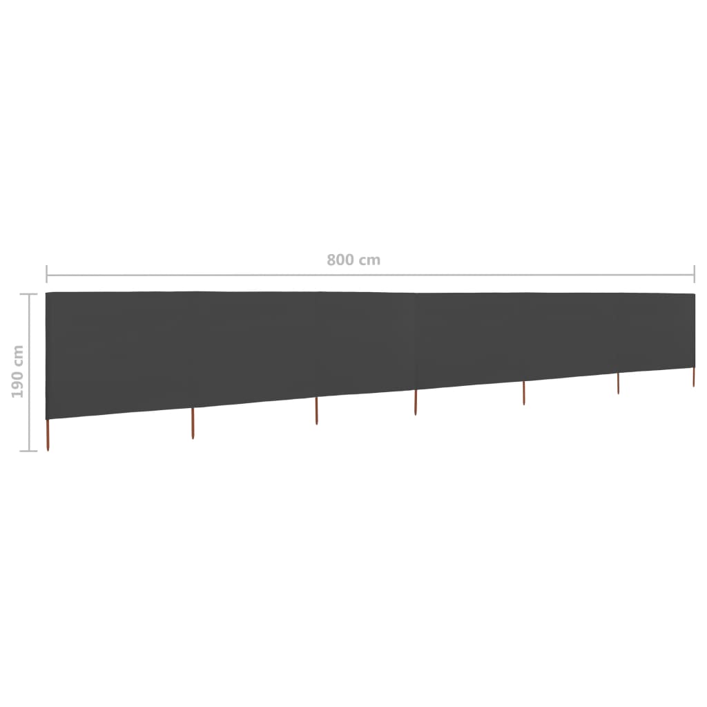 vidaXL Vindskydd 6 paneler tyg 800x160 cm antracit