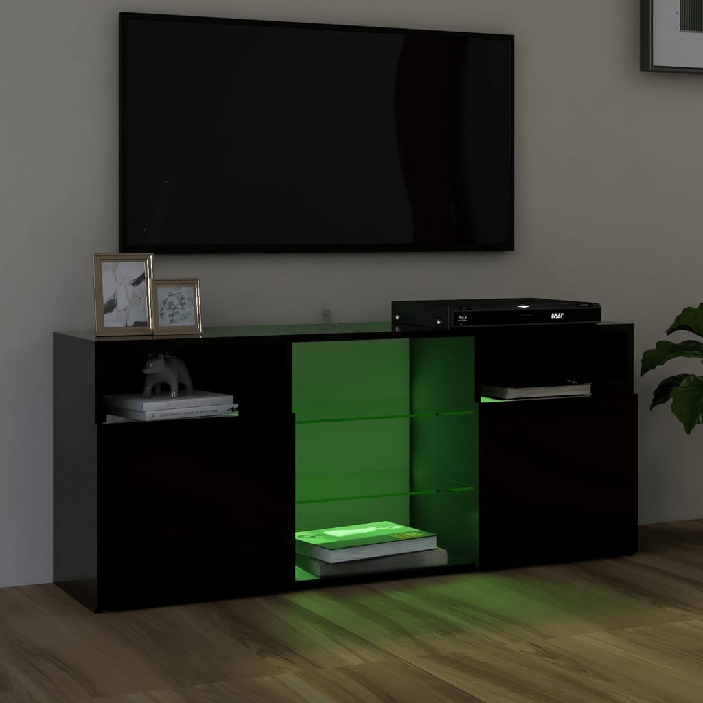 vidaXL TV-bänk med LED-belysning svart 120x30x50 cm