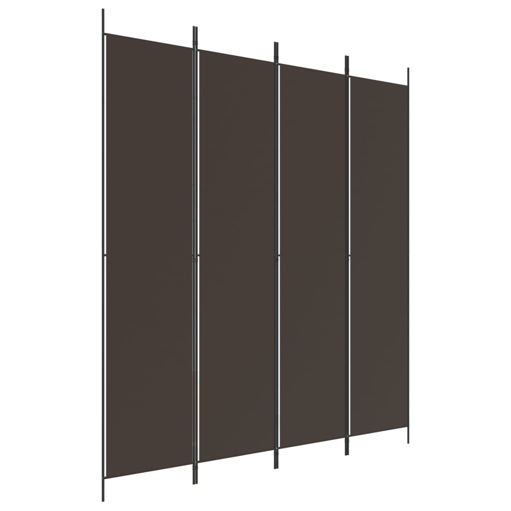 vidaXL Rumsavdelare 4 paneler brun 200x220 cm tyg