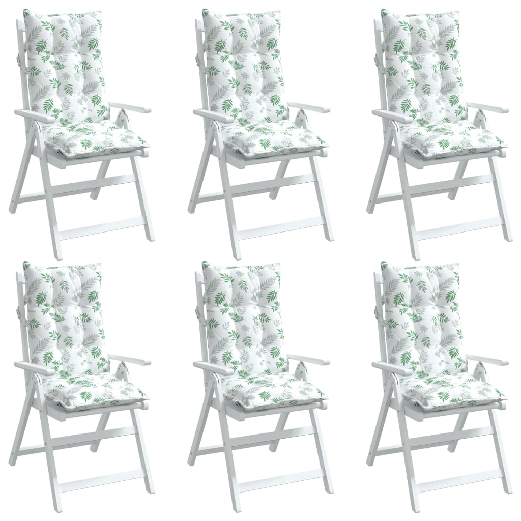 vidaXL Stolsdynor för stolar med hög rygg 6 st bladmönster oxfordtyg