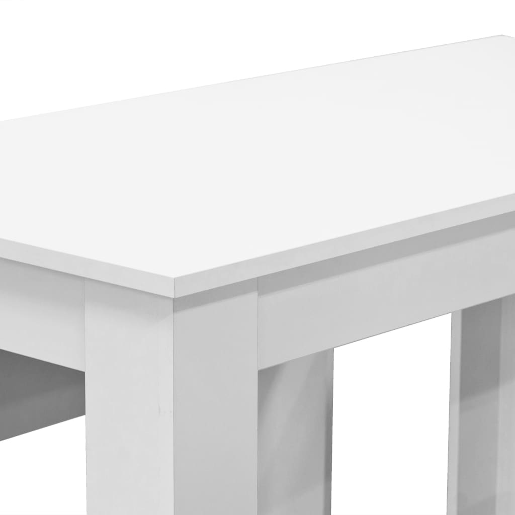 vidaXL Matbord och bänkar 3 delar spånskiva vit