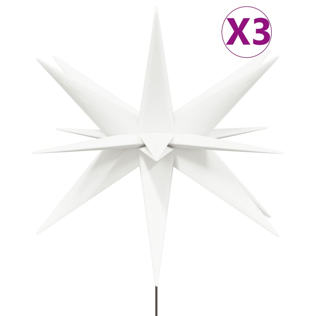 vidaXL Stjärnor med spett LED 3 st vikbar vit 35 cm
