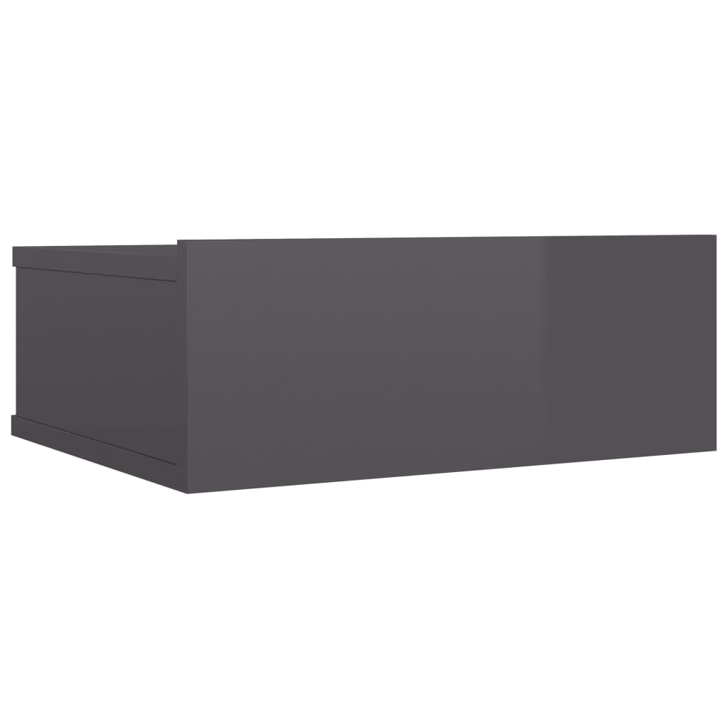 vidaXL Svävande sängbord grå högglans 40x30x15 cm konstruerat trä
