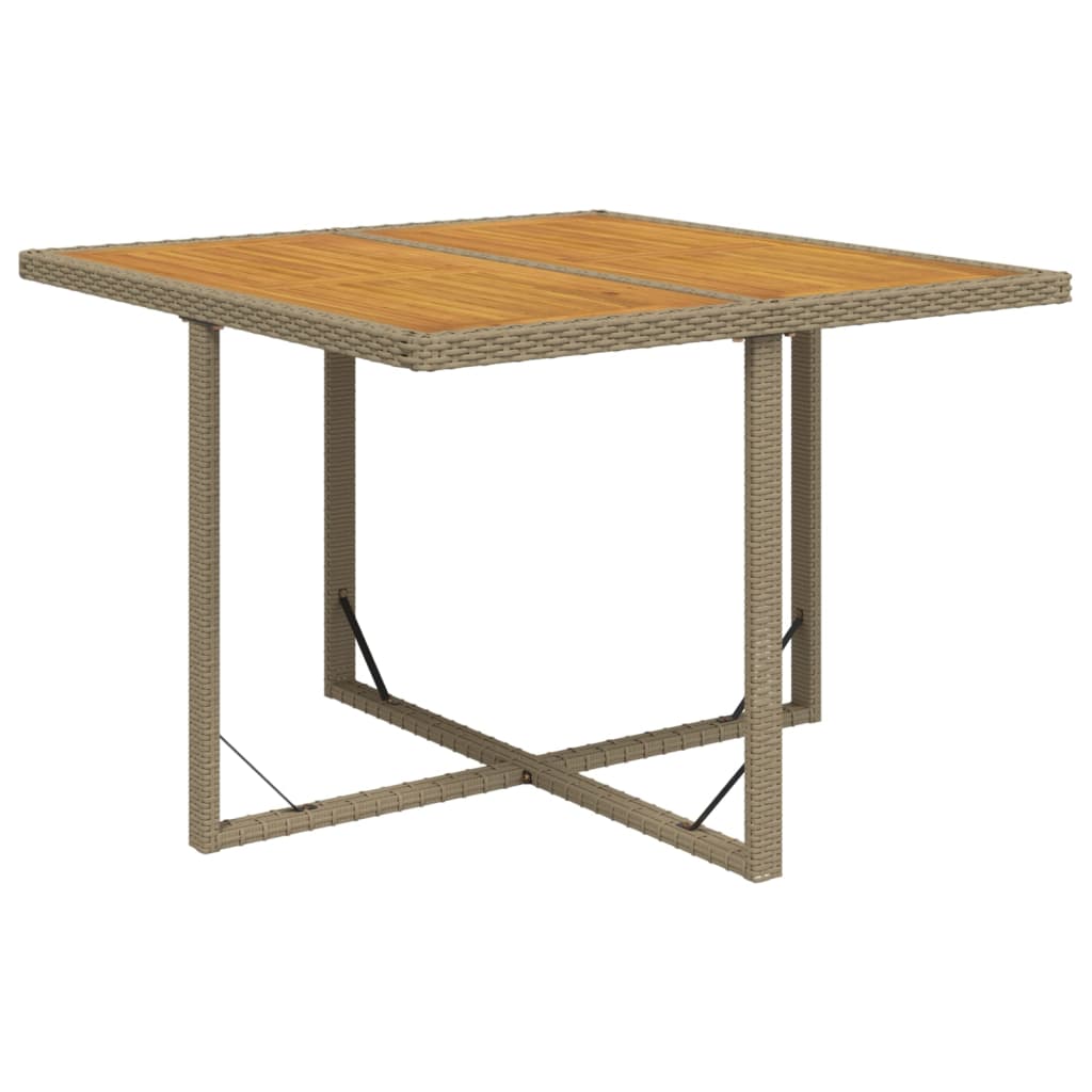 vidaXL Trädgårdsbord beige 109x107x74 cm konstrotting och akaciaträ