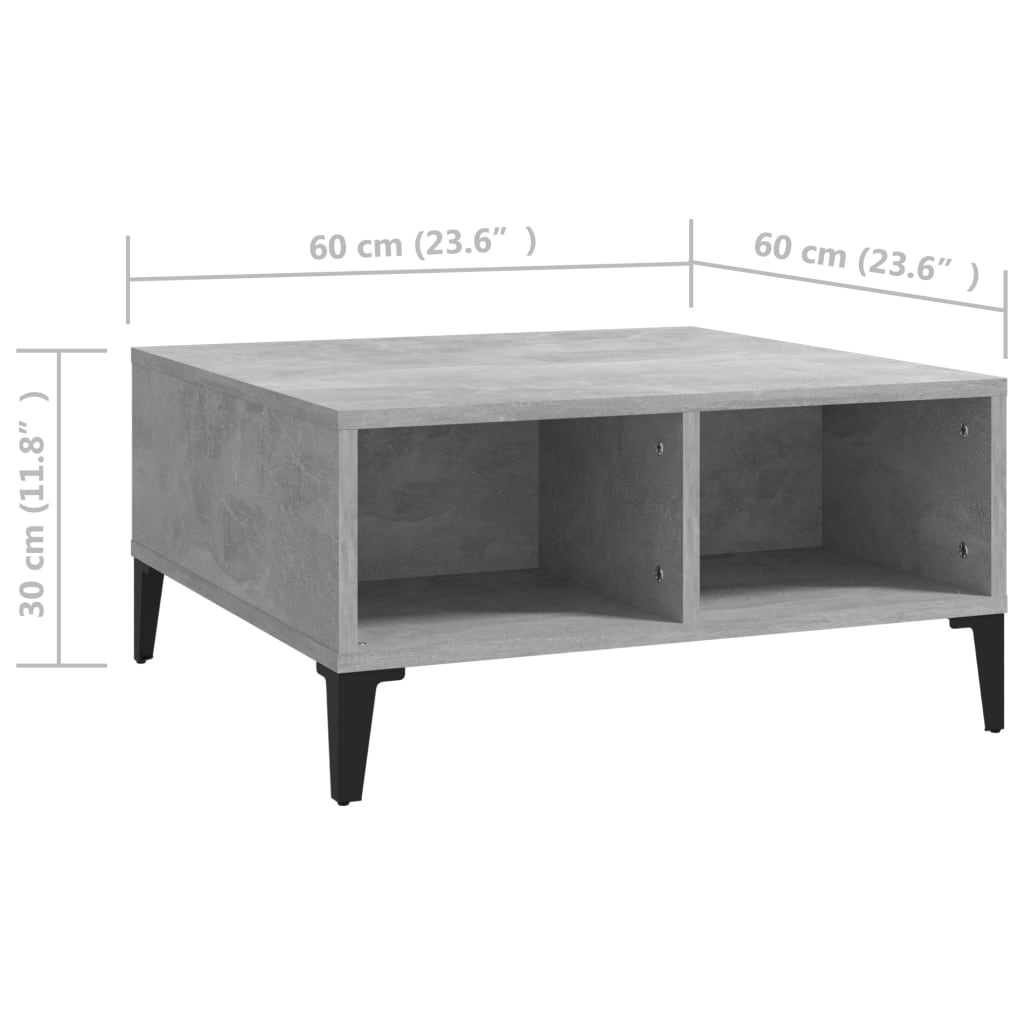 vidaXL Soffbord betonggrå 60x60x30 cm spånskiva