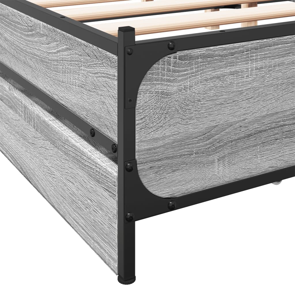 vidaXL Sängram med lådor grå sonoma 120x200 cm konstruerad trä