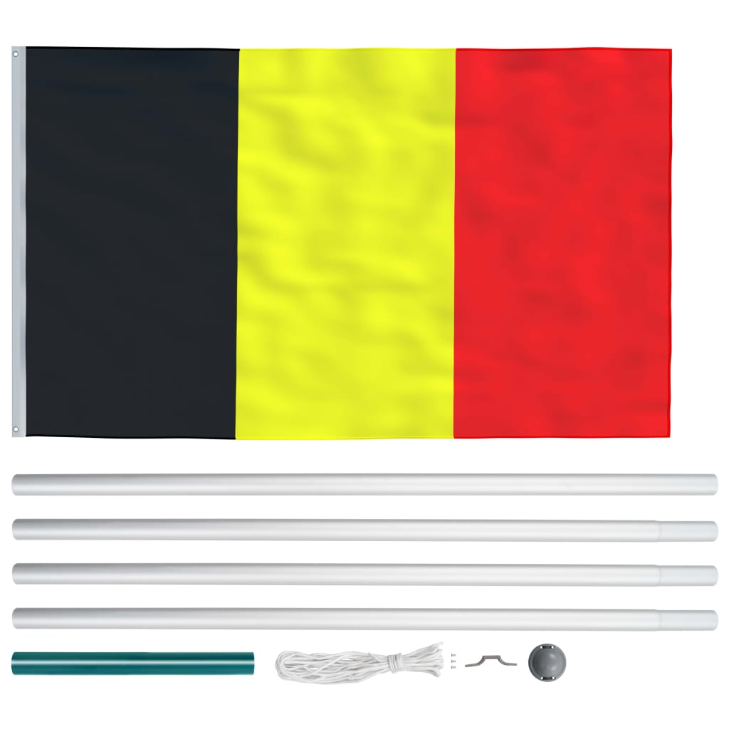 vidaXL Belgiens flagga och flaggstång i aluminium 6,2 m