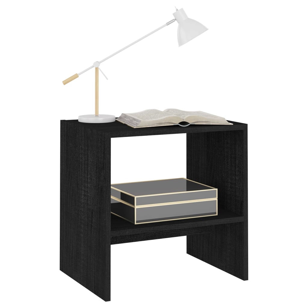 vidaXL Sängbord 2 st svart 40x30,5x40 cm massiv furu