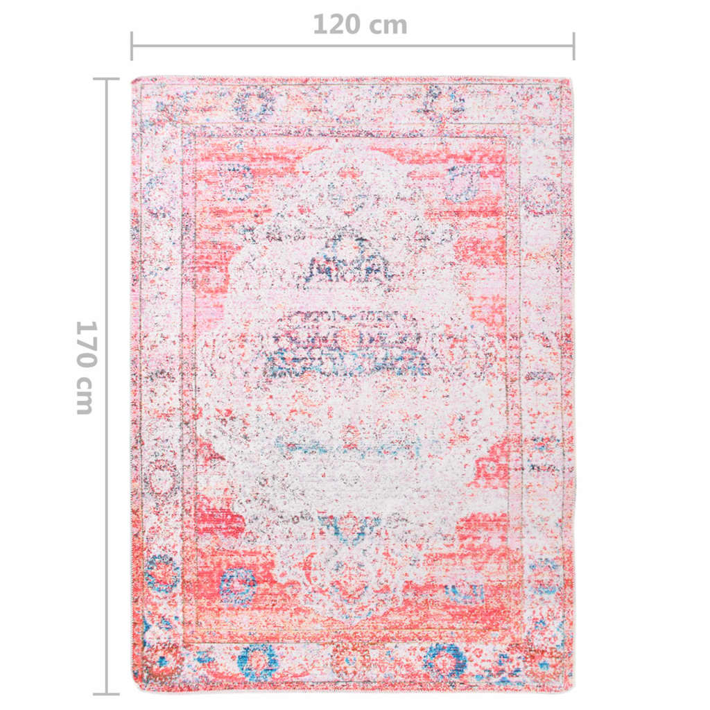 vidaXL Matta med mönster tvättbar flerfärgad 120x170 cm polyester