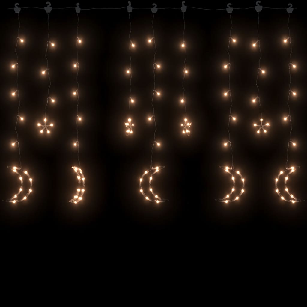 vidaXL Ljusgardin stjärnor och månar fjärrkontroll 345 LED varmvit