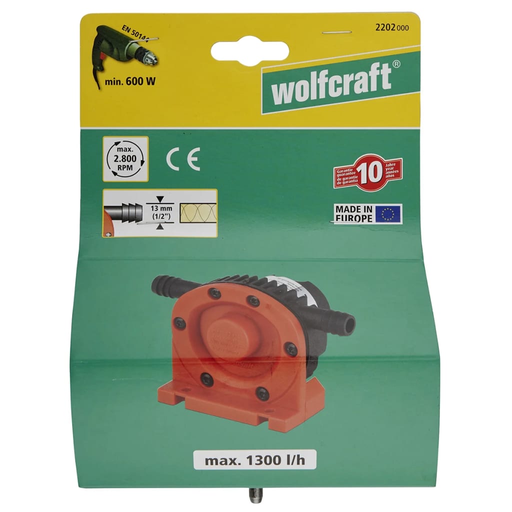 wolfcraft Borrdriven pump 1300 l/tim S=6 mm 2202000