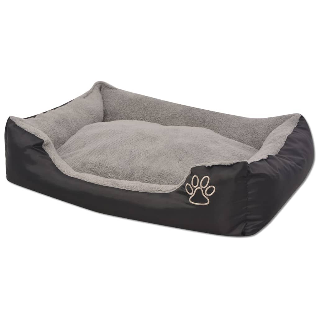 vidaXL Hundbädd med vadderad kudde storlek XL svart