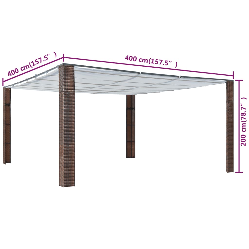 vidaXL Paviljong med tak konstrotting 400x400x200 cm brun och gräddvit