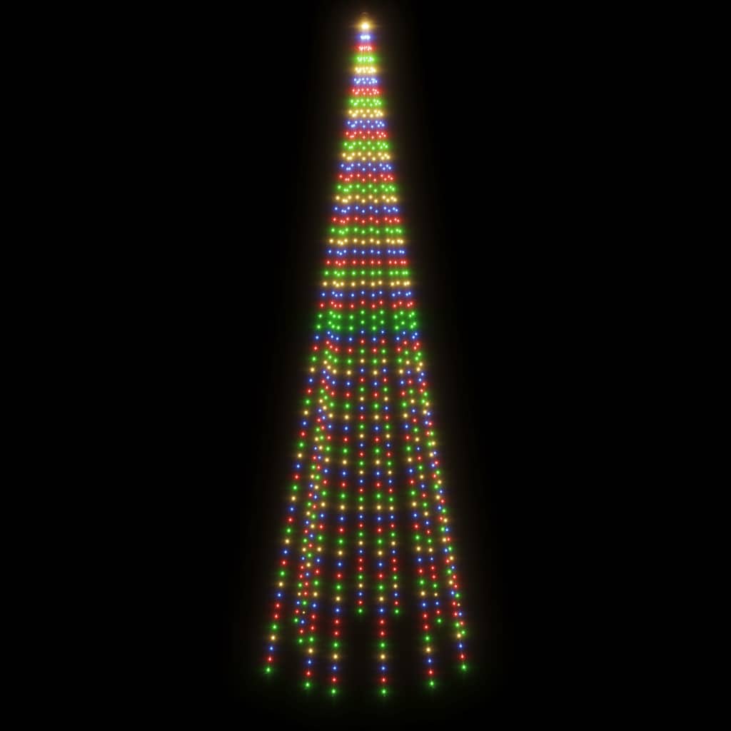 vidaXL Julgran på flaggstång färgglada 732 LEDs 500 cm