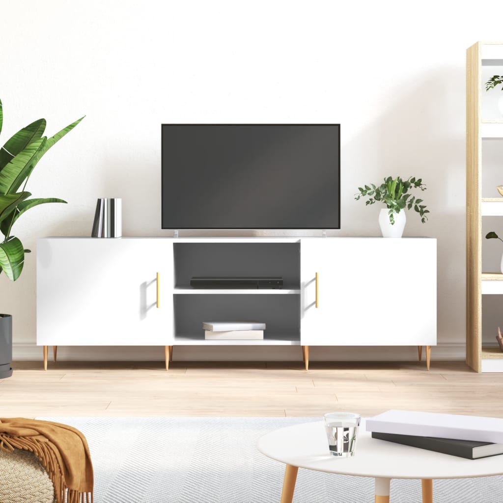 vidaXL Tv-bänk vit högglans 150x30x50 cm konstruerat trä