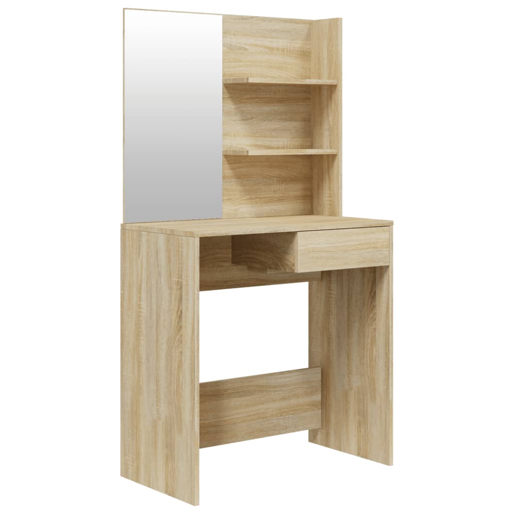 vidaXL Sminkbord med spegel sonoma-ek 74,5x40x141 cm