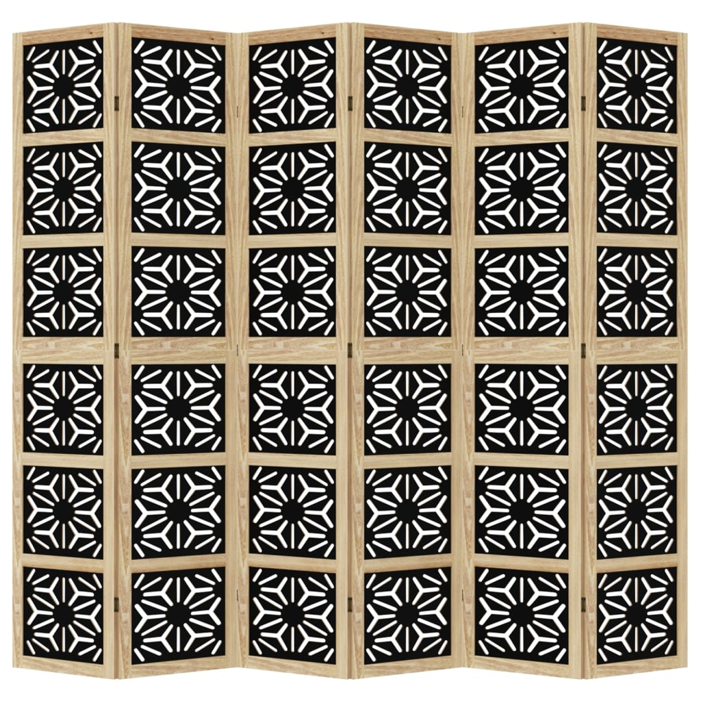 vidaXL Rumsavdelare 6 paneler brun och svart massivt paulownia