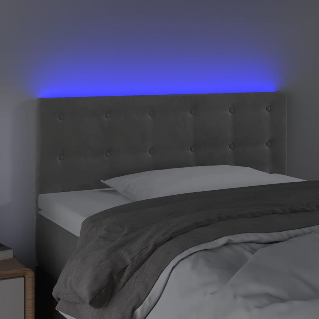 vidaXL Sänggavel LED ljusgrå 100x5x78/88 cm sammet