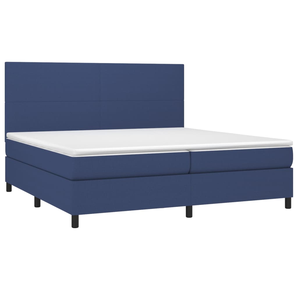 vidaXL Ramsäng med madrass blå 200x200 cm tyg