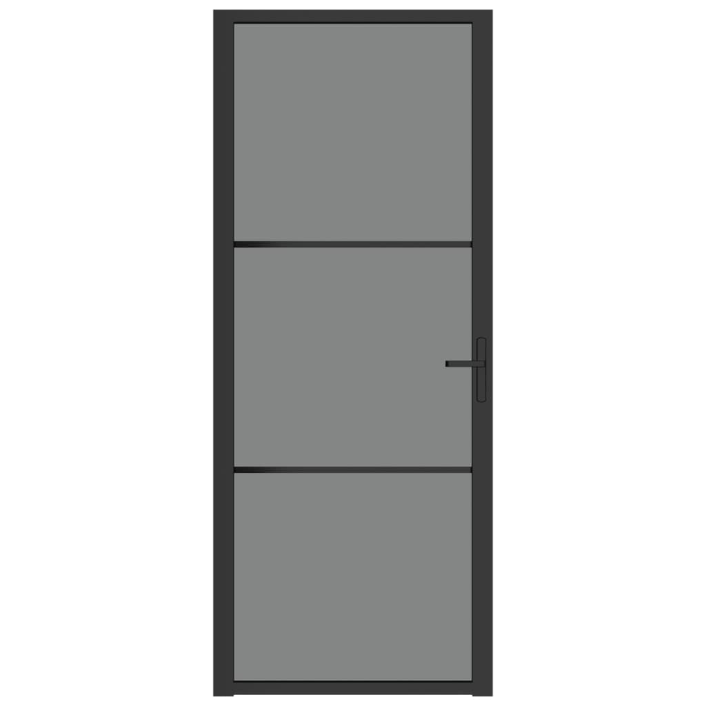 vidaXL Innerdörr 83x201,5 cm svart ESG-glas och aluminium