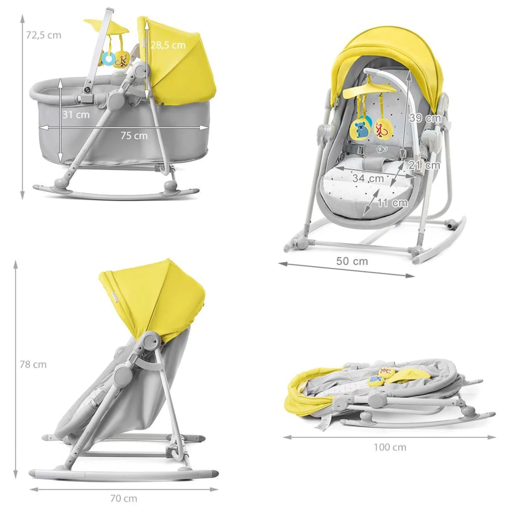 Kinderkraft 5-i-1 Babysitter UNIMO gul och grå