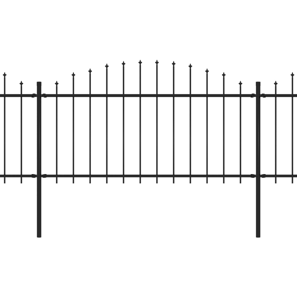 vidaXL Trädgårdsstaket med spjuttopp stål (1,25-1,5)x3,4 m svart